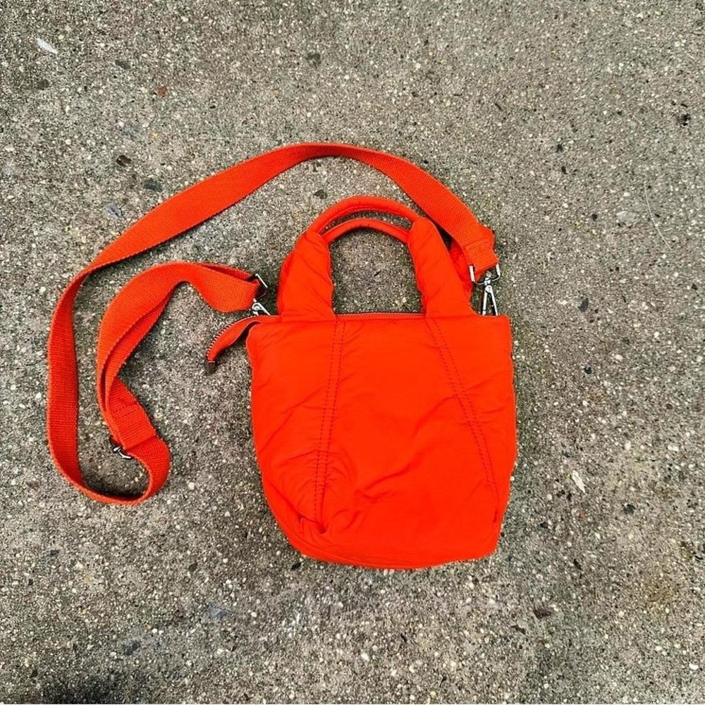 Street Level Orange Puffy Purse Handbag Crossbody Zippered Small Retro Indie
